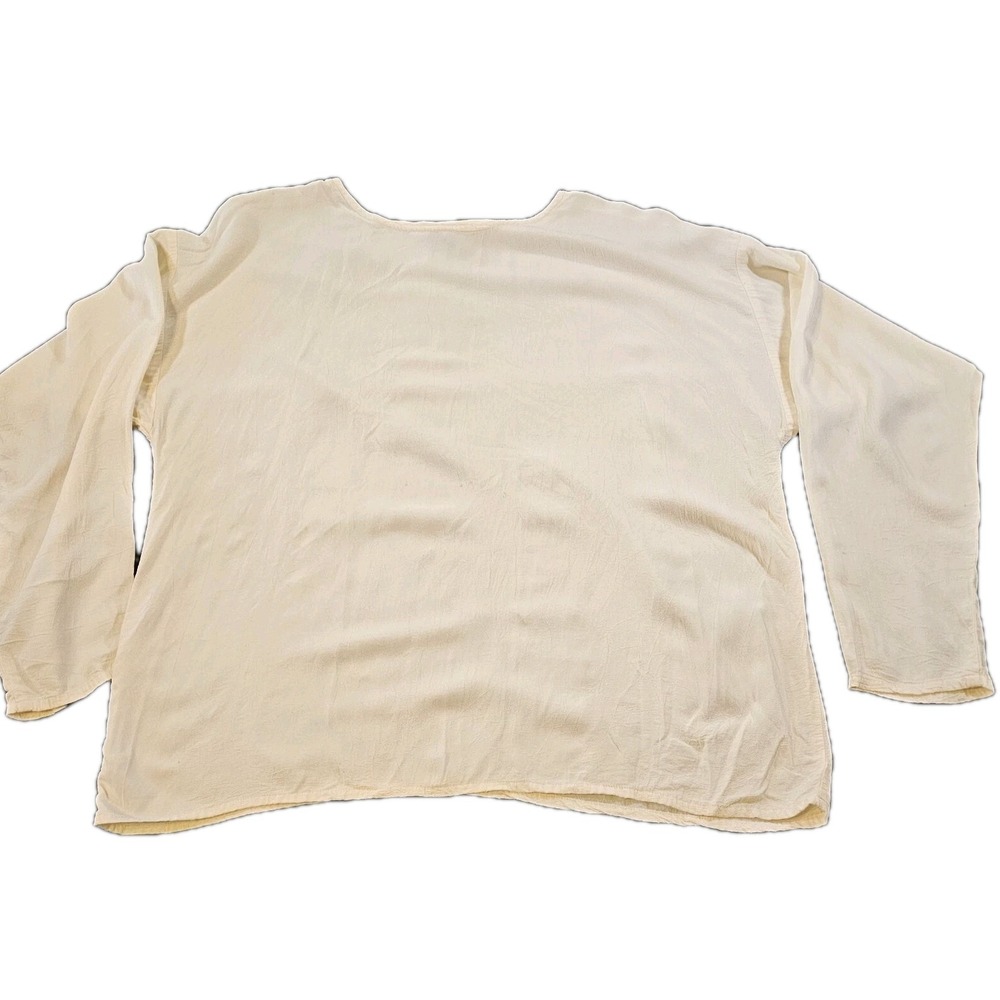Eileen Fisher New York Womens SZ L/XL Cream Long Sleeve Top Casual Lagen Look